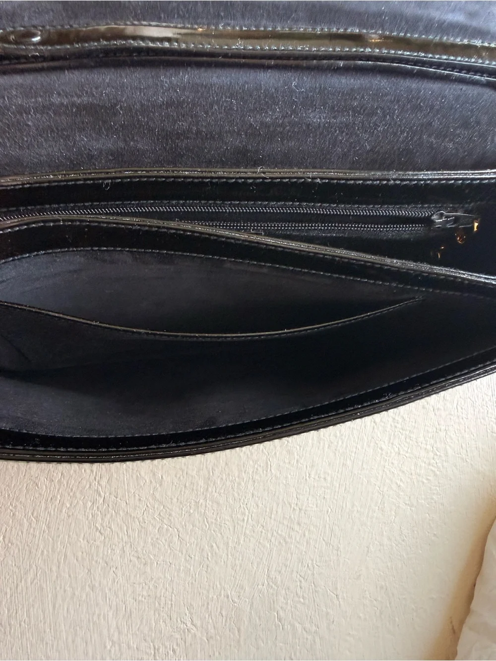 Gucci Black Patent Leather Velvet Interior with Gold Logo Plaque